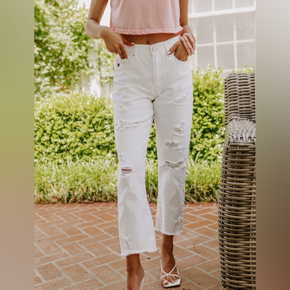 🆕KanCan White Distressed Wide Leg Jeans